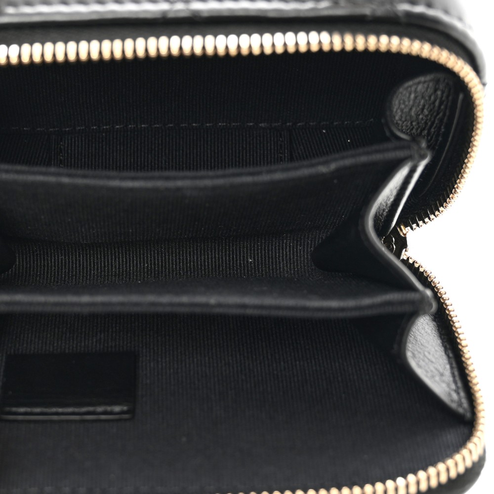 Lambskin Quilted Mini Lacquered Chain Clutch Black