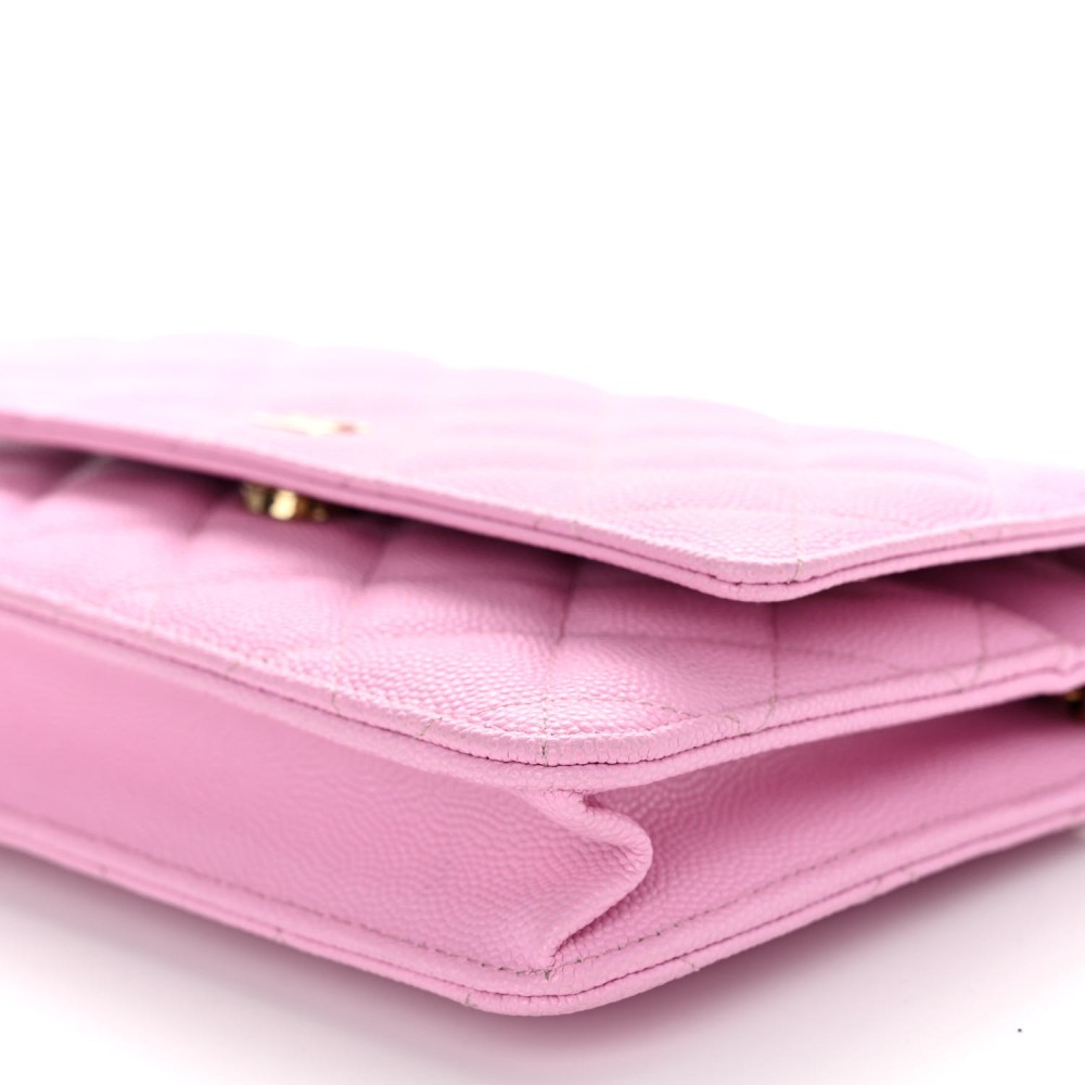 Caviar Quilted Wallet on Chain WOC Pink