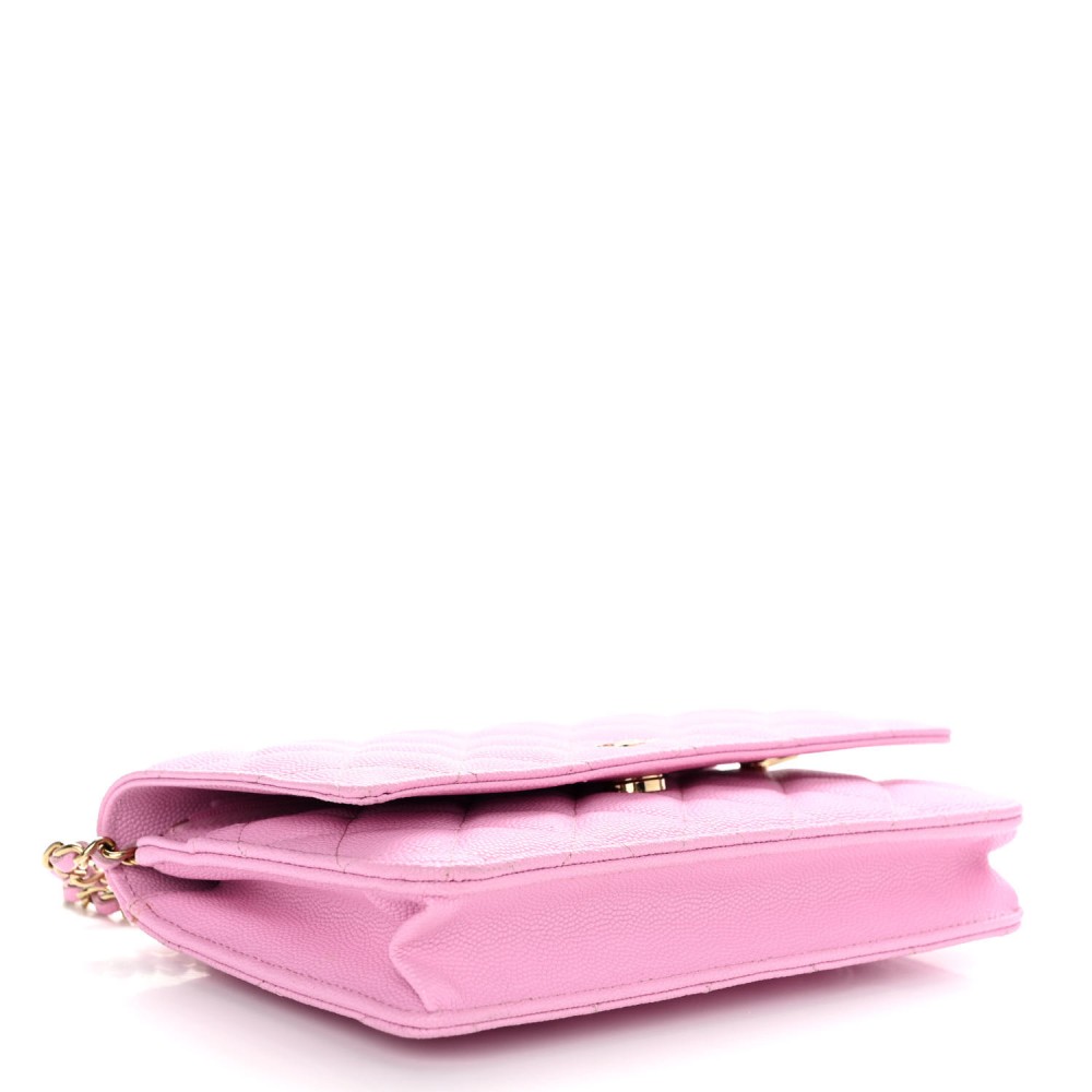 Caviar Quilted Wallet on Chain WOC Pink