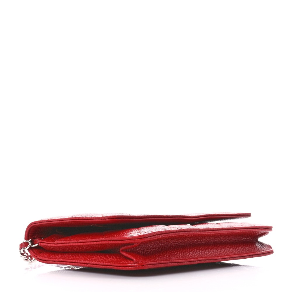 Caviar Quilted Wallet on Chain WOC Red