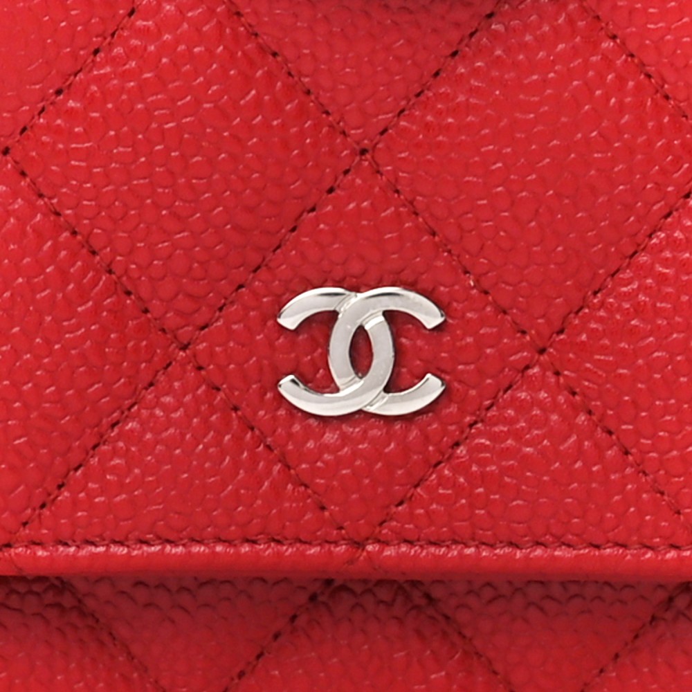 Caviar Quilted Wallet on Chain WOC Red