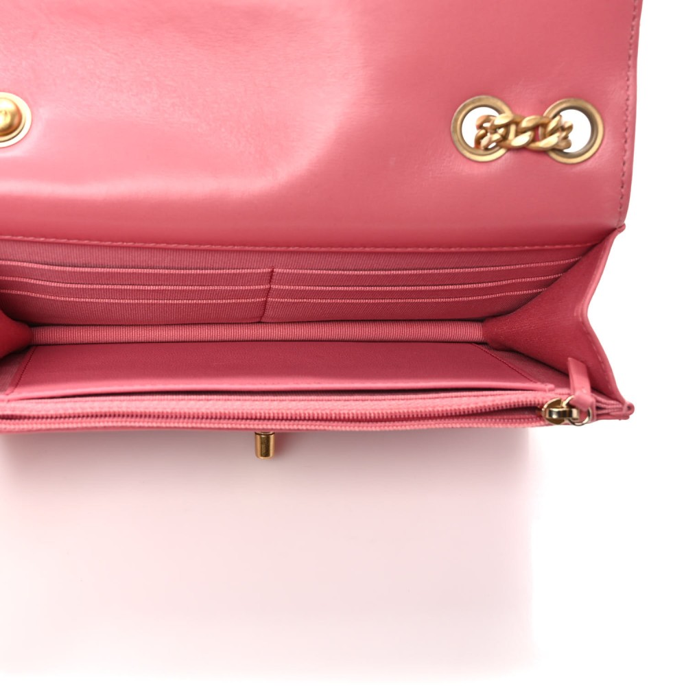 Lambskin Quilted Pillow Crush Wallet On Chain WOC Pink