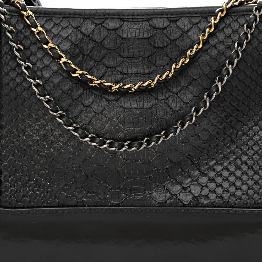 Snakeskin Medium Gabrielle Hobo Black