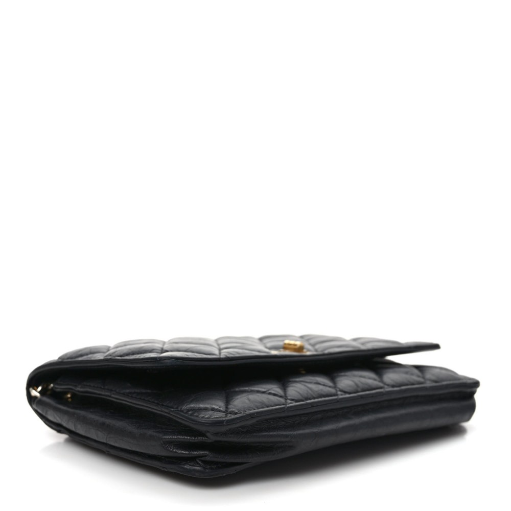 Aged Calfskin Quilted Reissue Wallet On Chain WOC Black