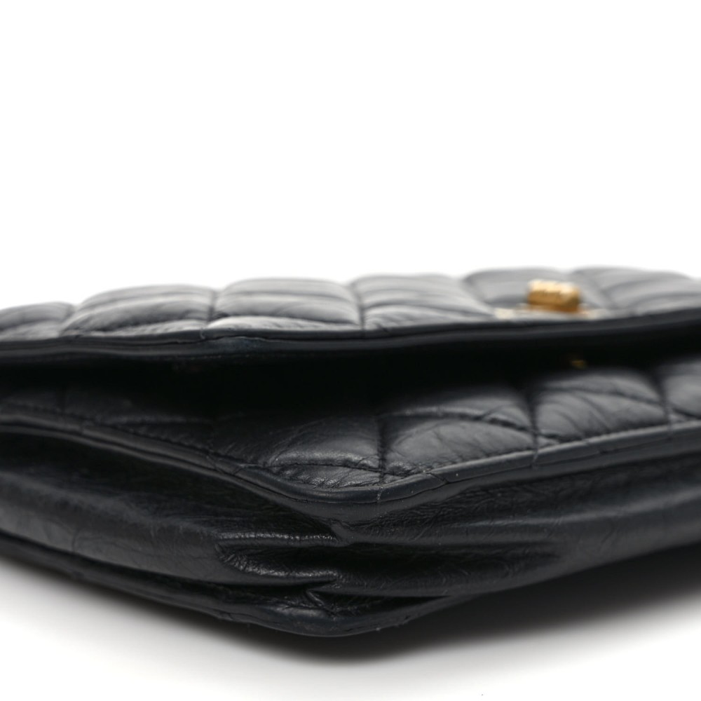 Aged Calfskin Quilted Reissue Wallet On Chain WOC Black