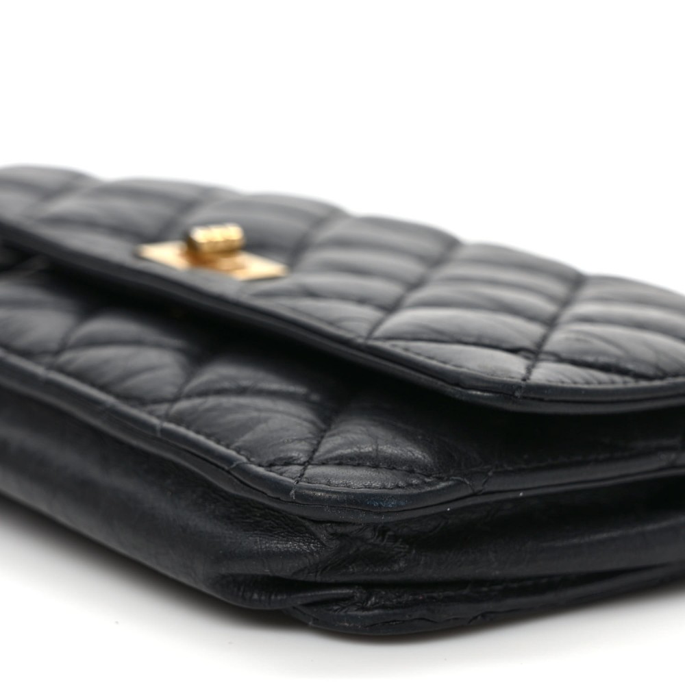 Aged Calfskin Quilted Reissue Wallet On Chain WOC Black