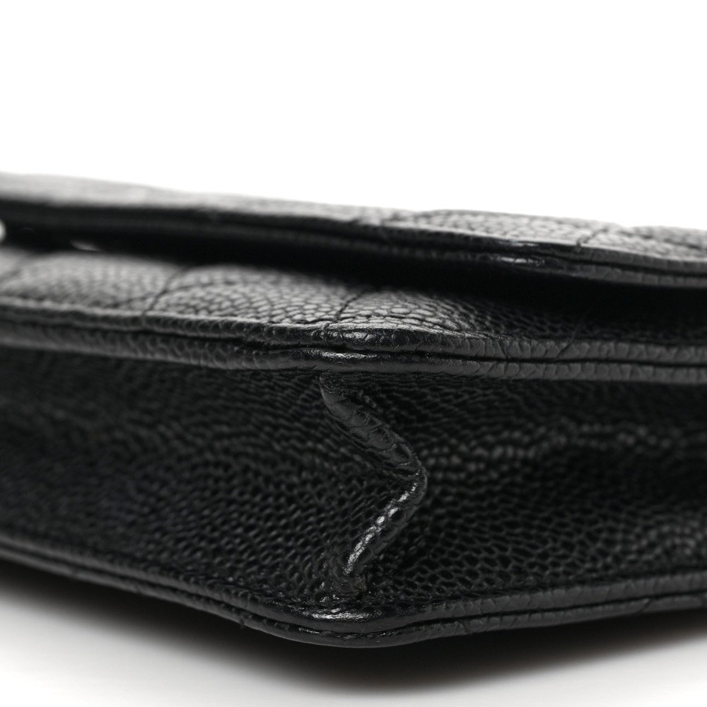 Caviar Quilted Wallet on Chain WOC Black