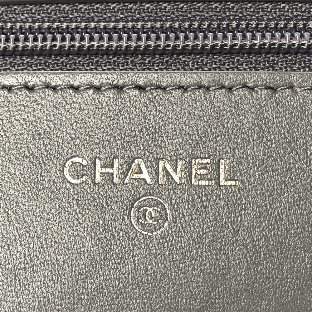 Lambskin Quilted Chanel 19 Wallet On Chain WOC Dark Grey