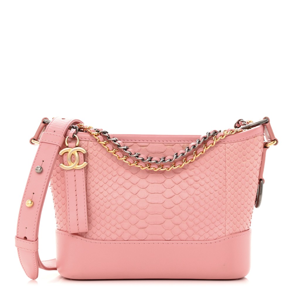 Snakeskin Small Gabrielle Hobo Pink