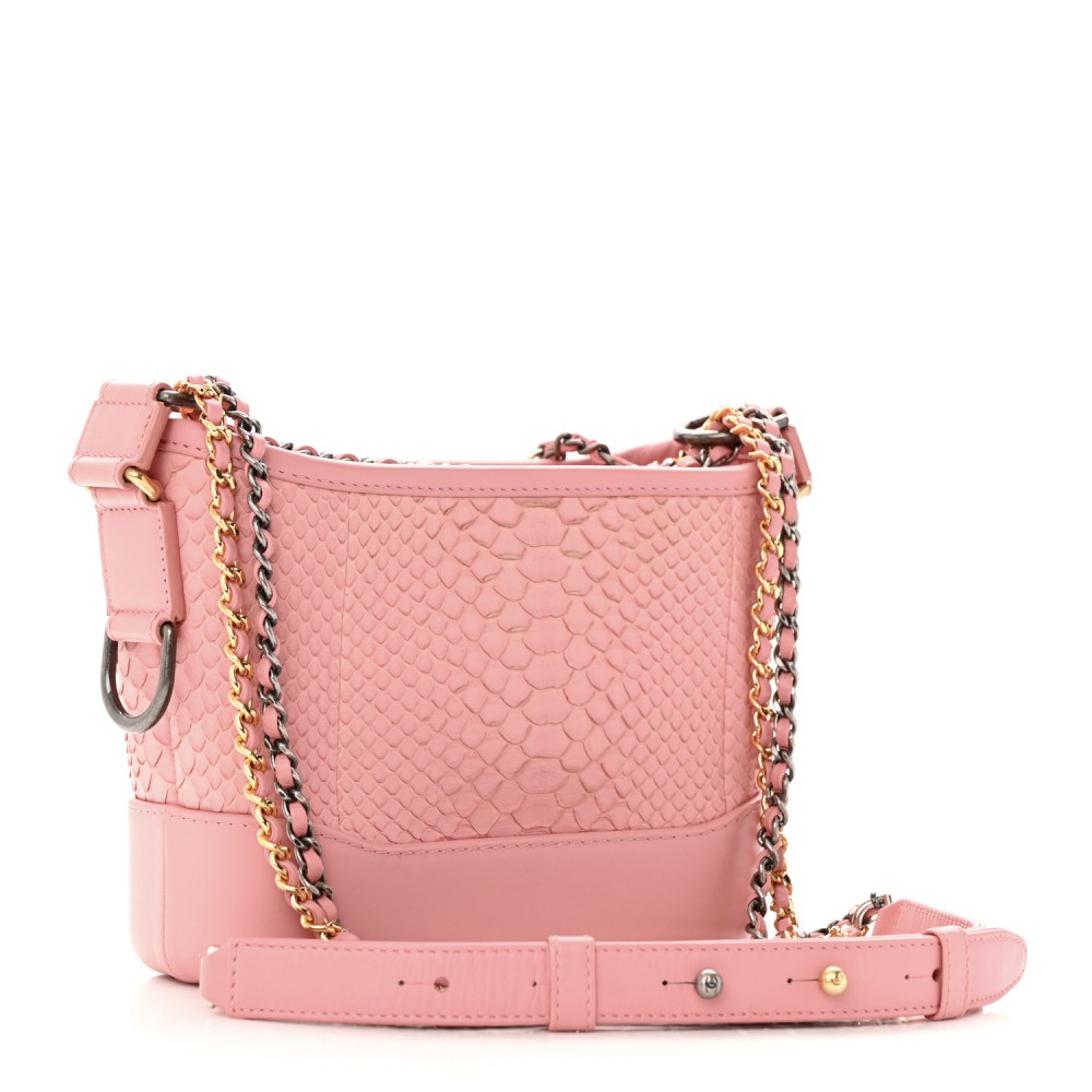 Snakeskin Small Gabrielle Hobo Pink