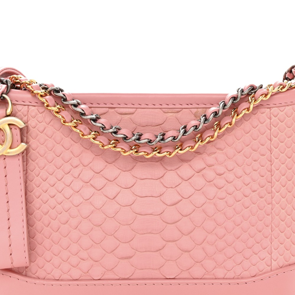 Snakeskin Small Gabrielle Hobo Pink