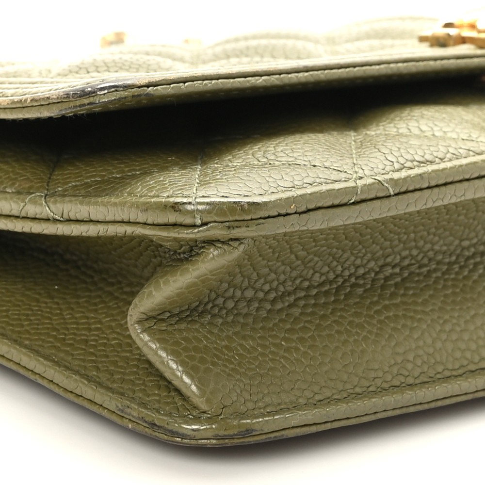 Caviar Quilted Boy Wallet On Chain WOC Light Green