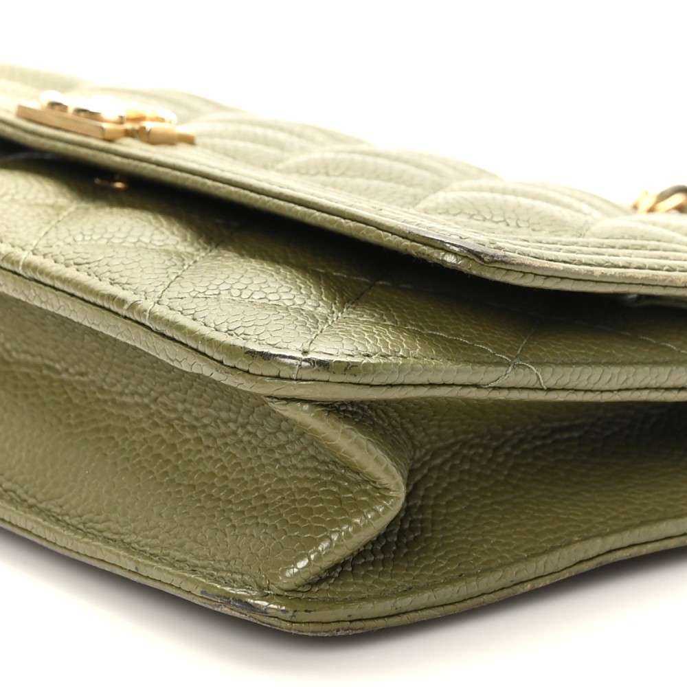 Caviar Quilted Boy Wallet On Chain WOC Light Green