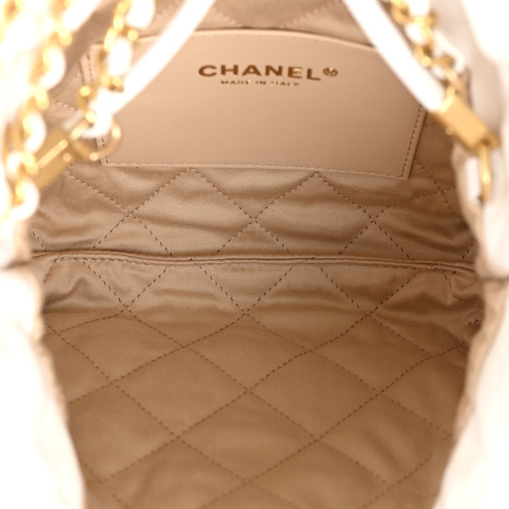 Shiny Calfskin Quilted Mini Chanel 22 White