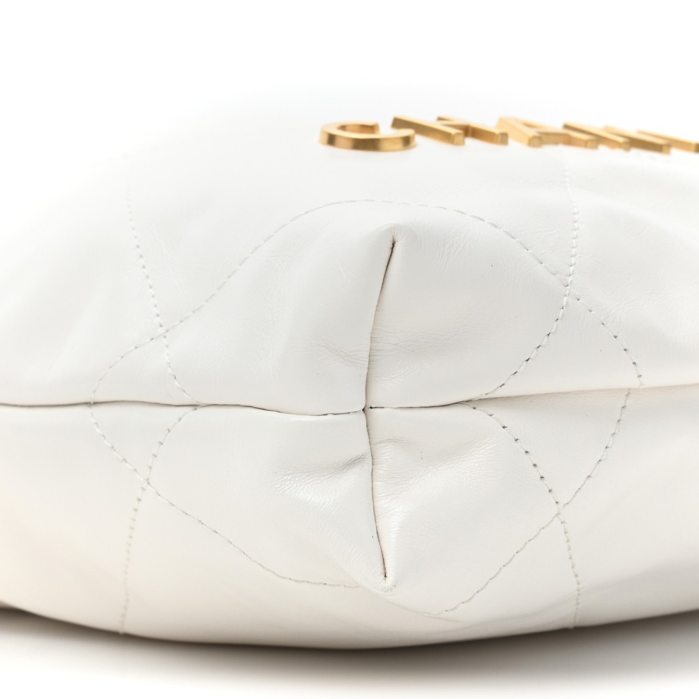 Shiny Calfskin Quilted Mini Chanel 22 White