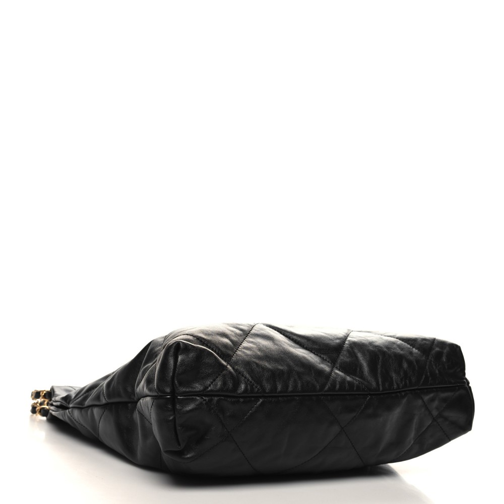 Shiny Calfskin Quilted Small Chanel 22 Black