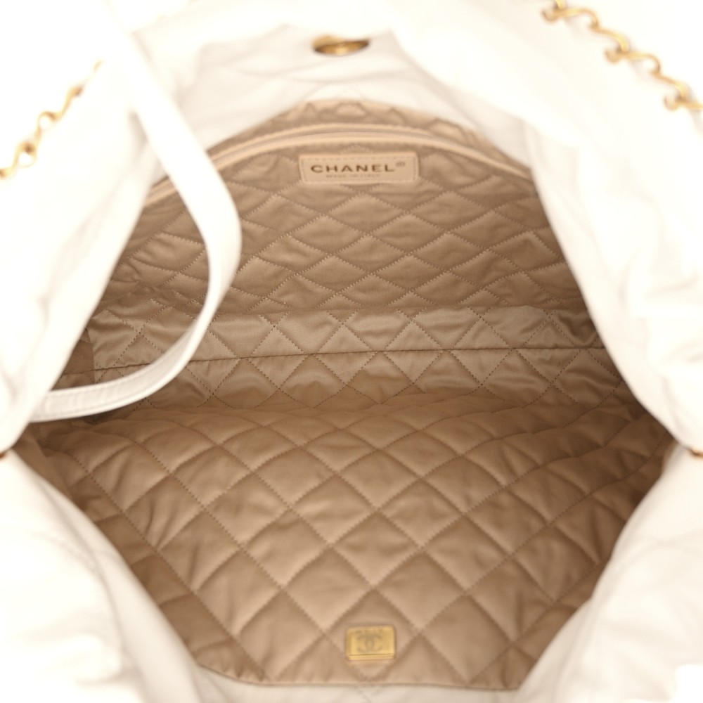 Shiny Calfskin Quilted Small Chanel 22 White