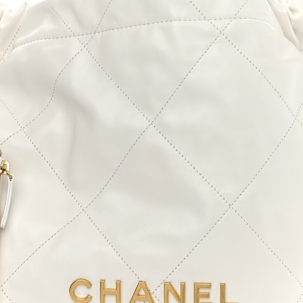 Shiny Calfskin Quilted Small Chanel 22 White