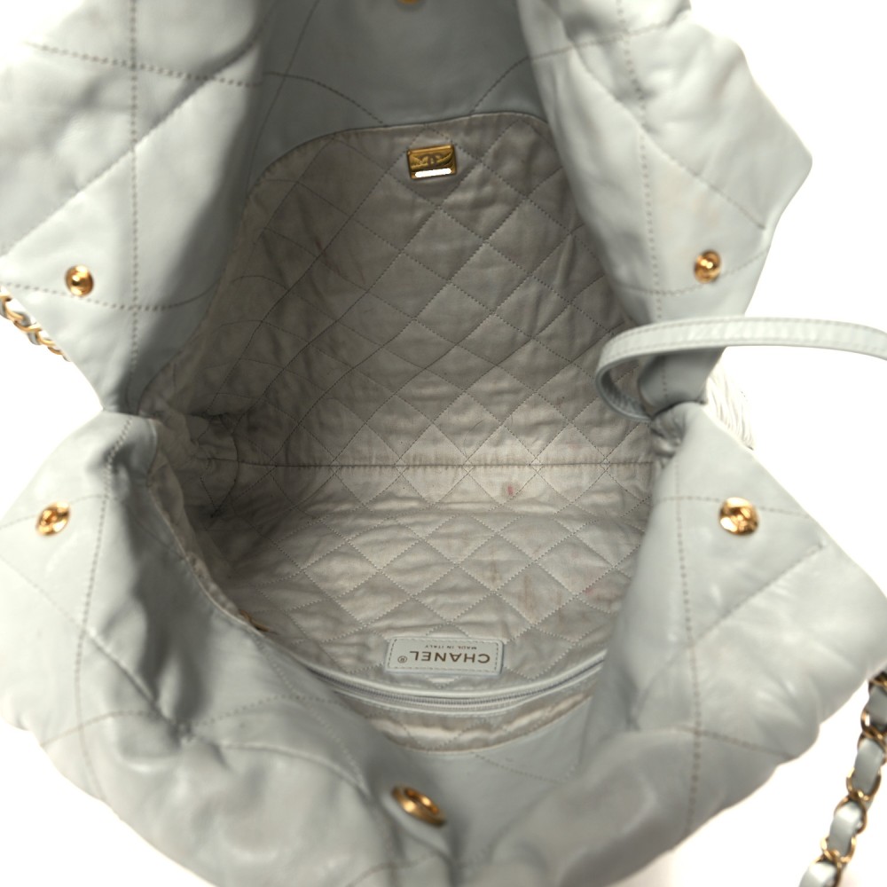 Shiny Calfskin Quilted Small Chanel 22 Grey