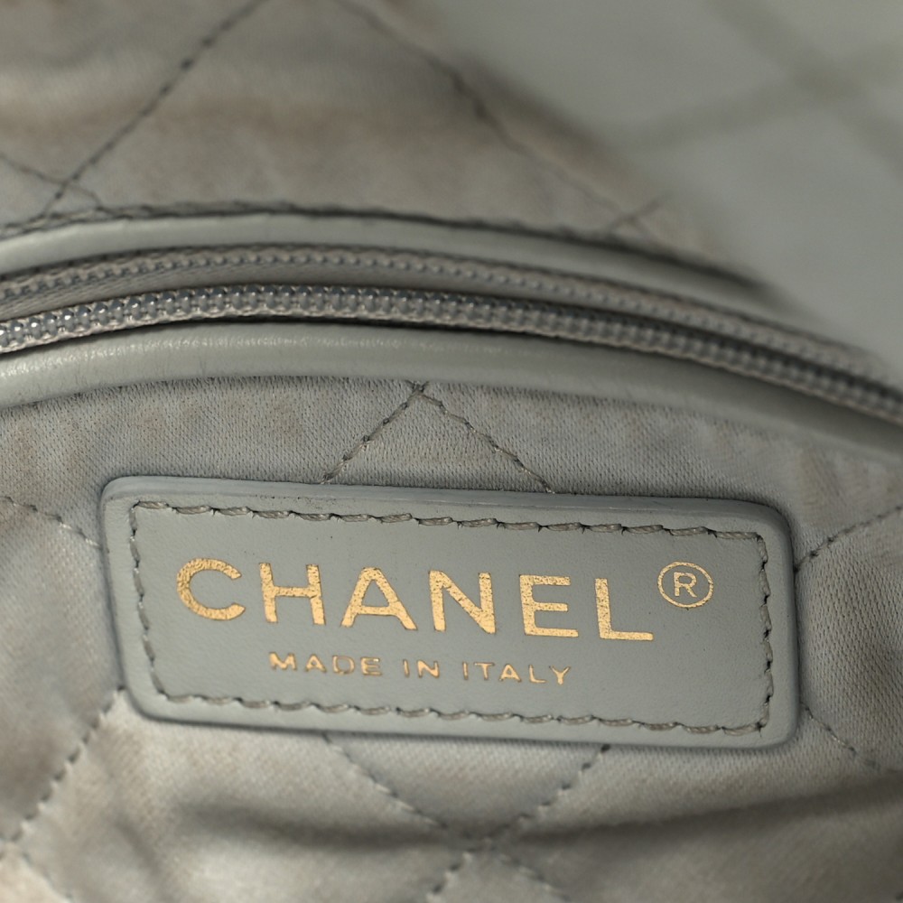 Shiny Calfskin Quilted Small Chanel 22 Grey