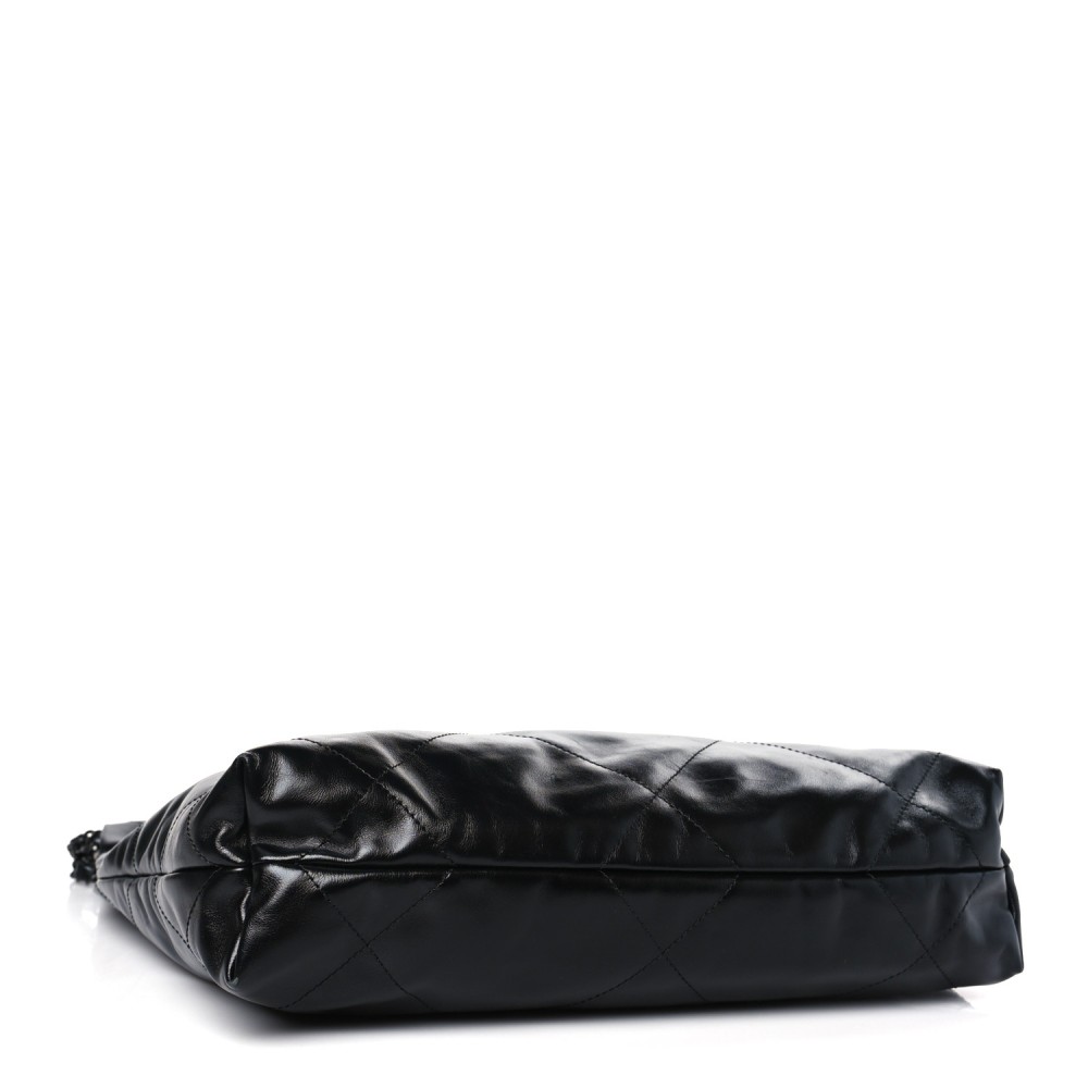 Shiny Calfskin Quilted Small Chanel 22 So Black