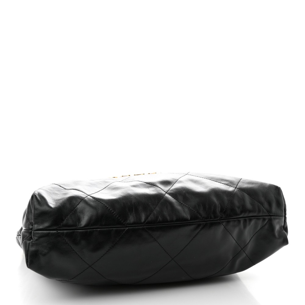 Shiny Calfskin Quilted Chanel 22 Black