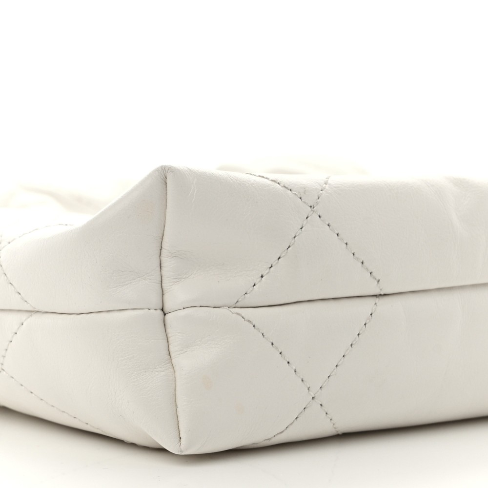 Shiny Calfskin Quilted Mini Chanel 22 White