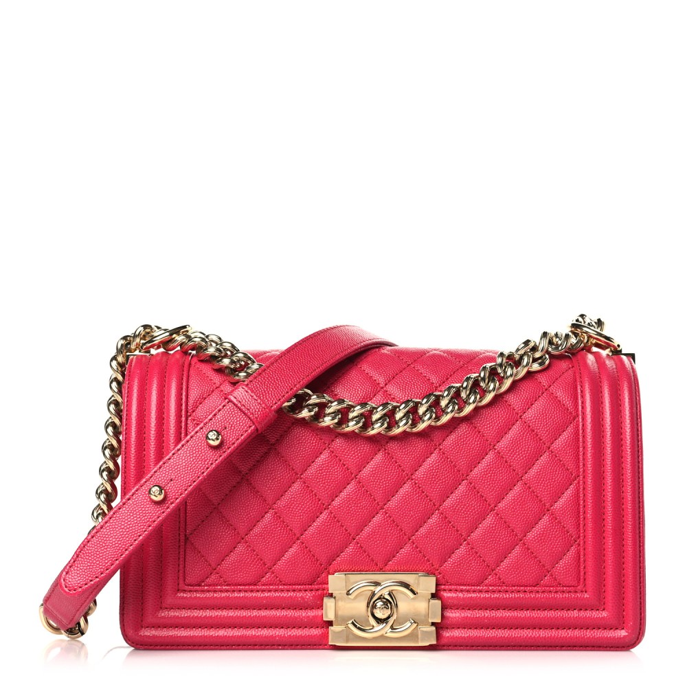 Caviar Quilted Medium Boy Flap Fuchsia