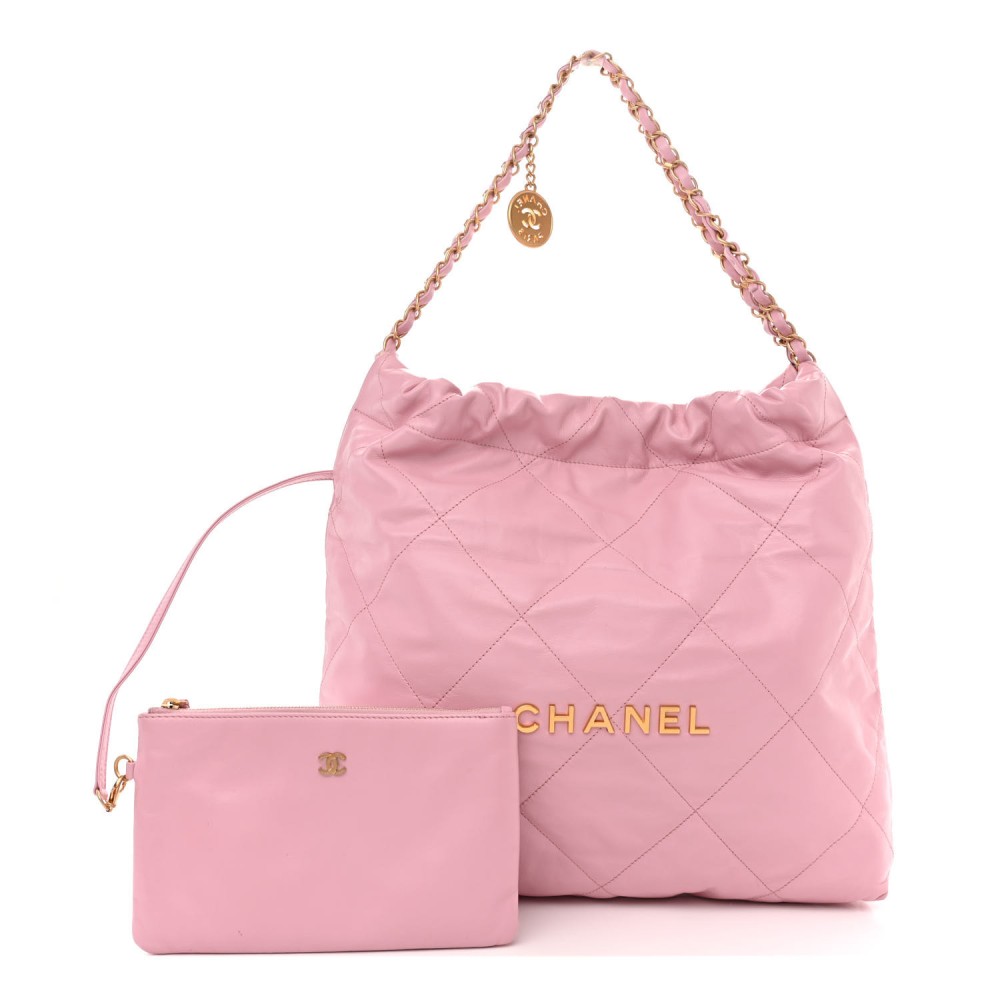 Shiny Calfskin Quilted Small Chanel 22 Pink