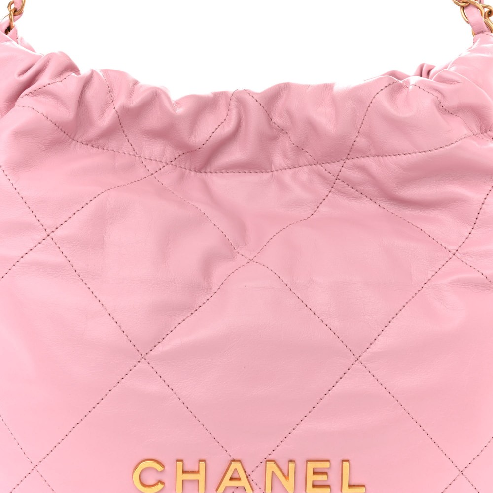 Shiny Calfskin Quilted Small Chanel 22 Pink