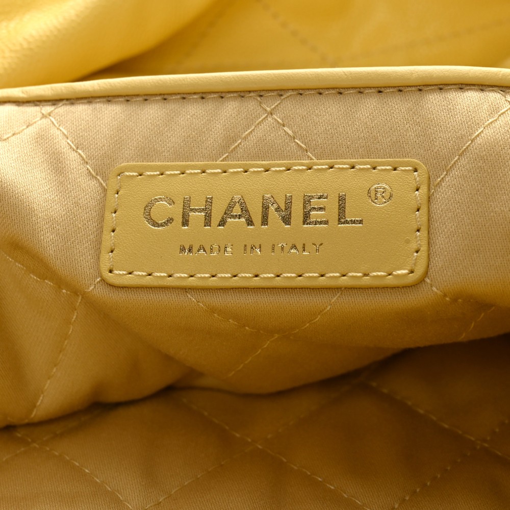 Shiny Caviar Quilted Small Chanel 22 Yellow