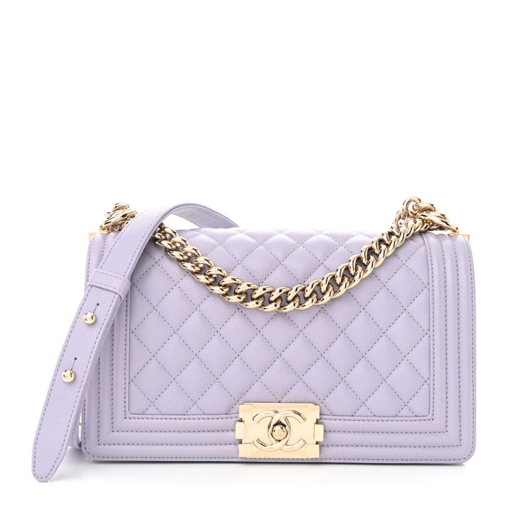 Caviar Quilted Medium Boy Flap Light Purple