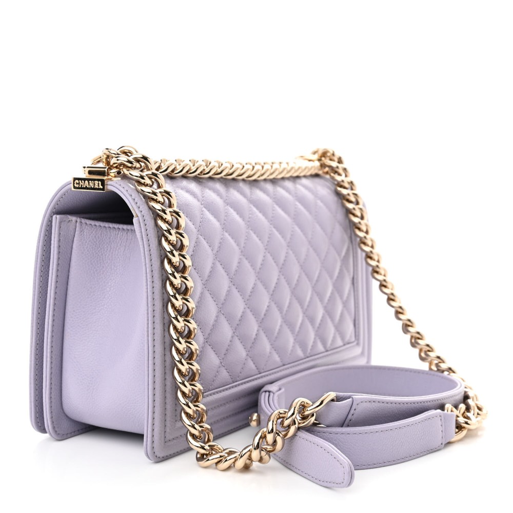 Caviar Quilted Medium Boy Flap Light Purple