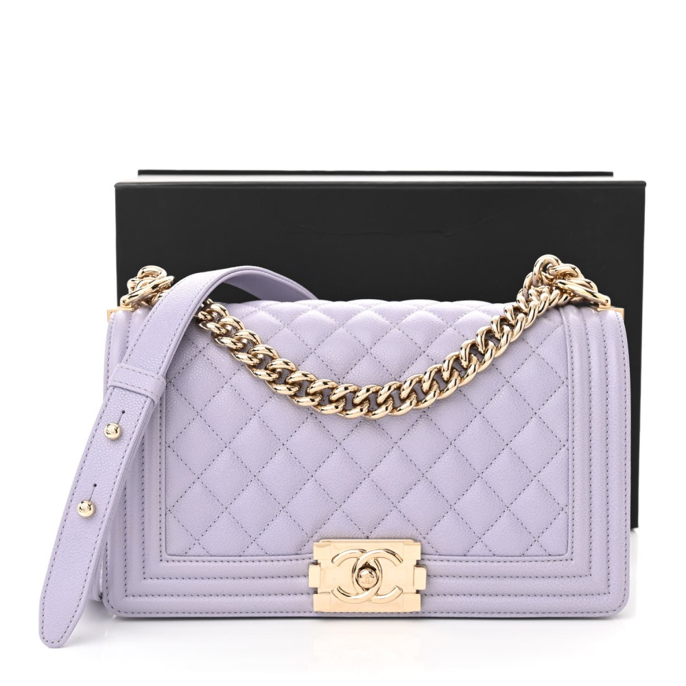 Caviar Quilted Medium Boy Flap Light Purple