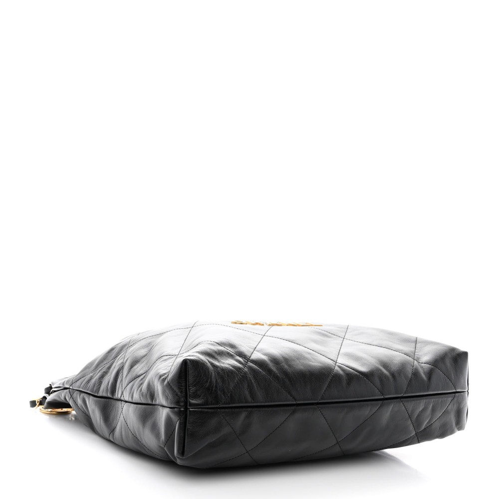 Shiny Calfskin Quilted Chanel 22 Black