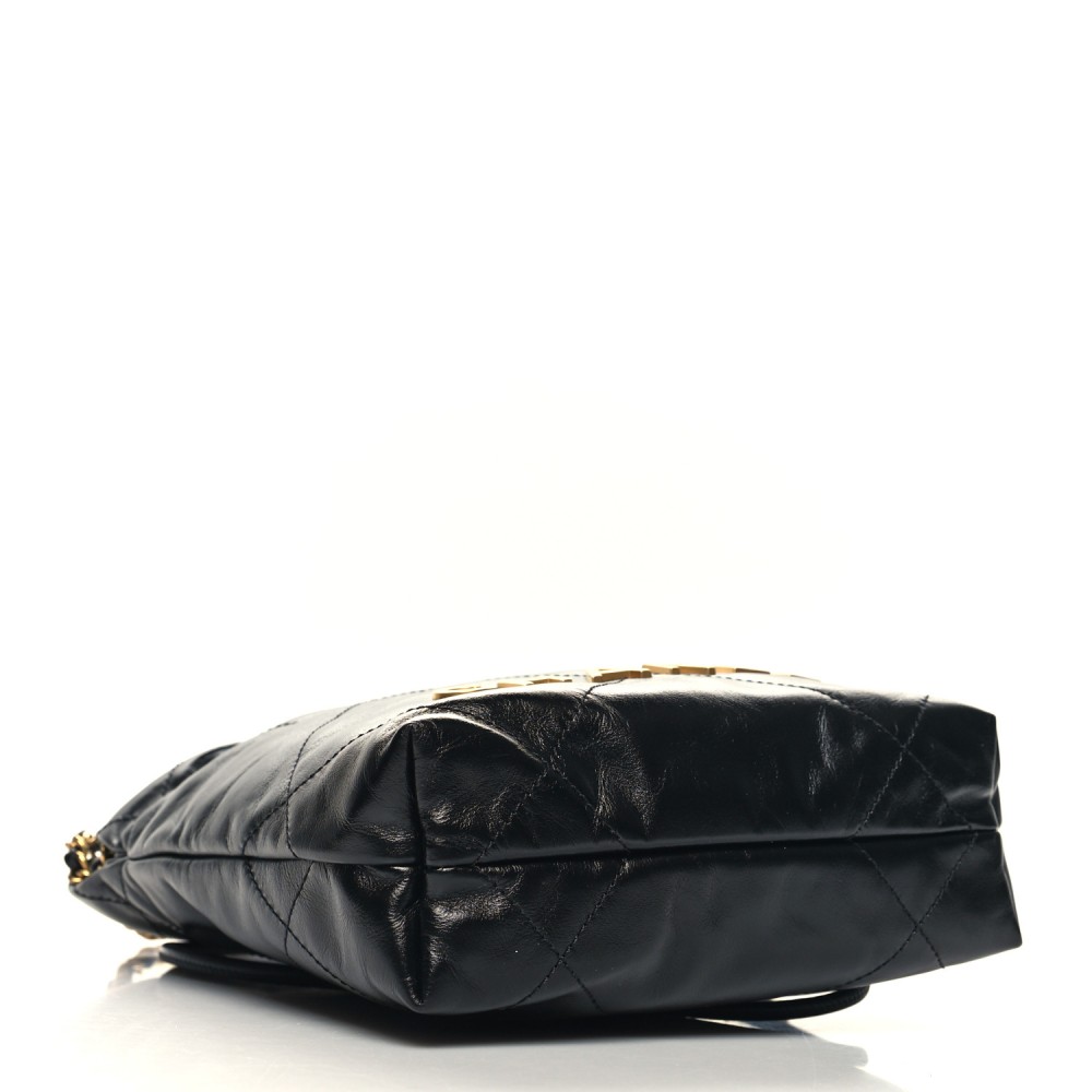 Shiny Calfskin Quilted Mini Chanel 22 Black