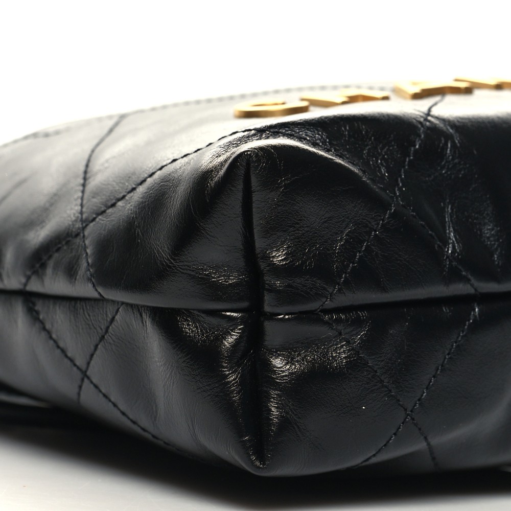 Shiny Calfskin Quilted Mini Chanel 22 Black