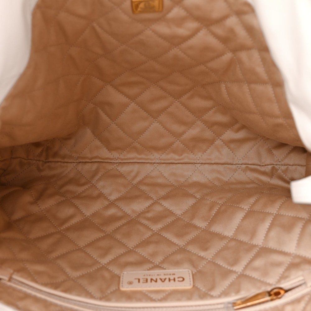 Shiny Calfskin Quilted Small Chanel 22 White