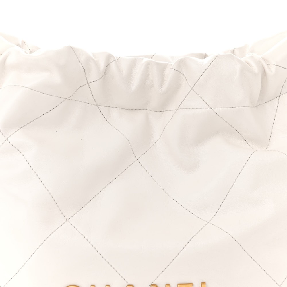 Shiny Calfskin Quilted Small Chanel 22 White