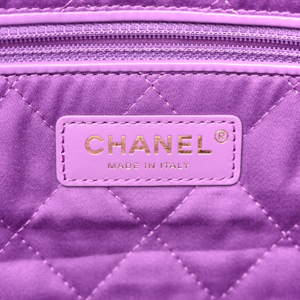 Shiny Calfskin Quilted Small Chanel 22 Purple