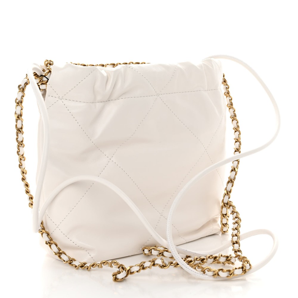 Shiny Calfskin Quilted Mini Chanel 22 White