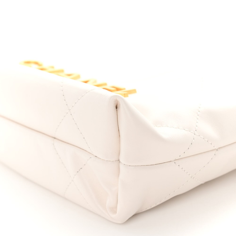 Shiny Calfskin Quilted Mini Chanel 22 White