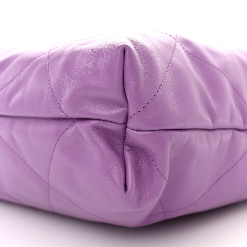 Shiny Calfskin Quilted Chanel 22 Purple