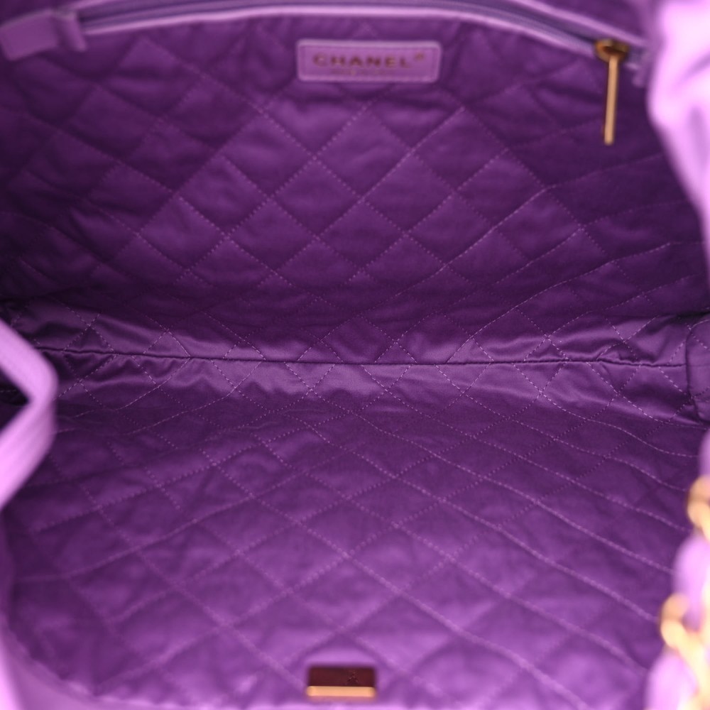 Shiny Calfskin Quilted Chanel 22 Purple