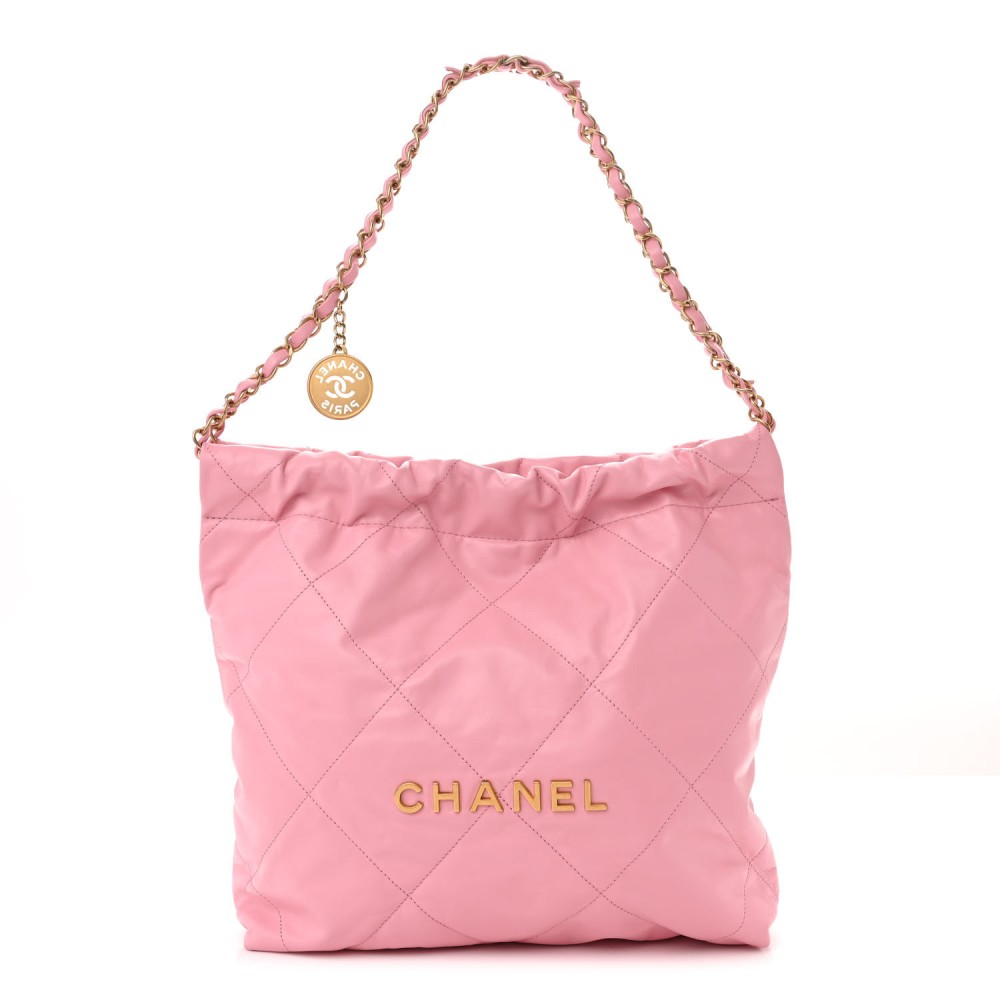 Shiny Calfskin Quilted Small Chanel 22 Pink