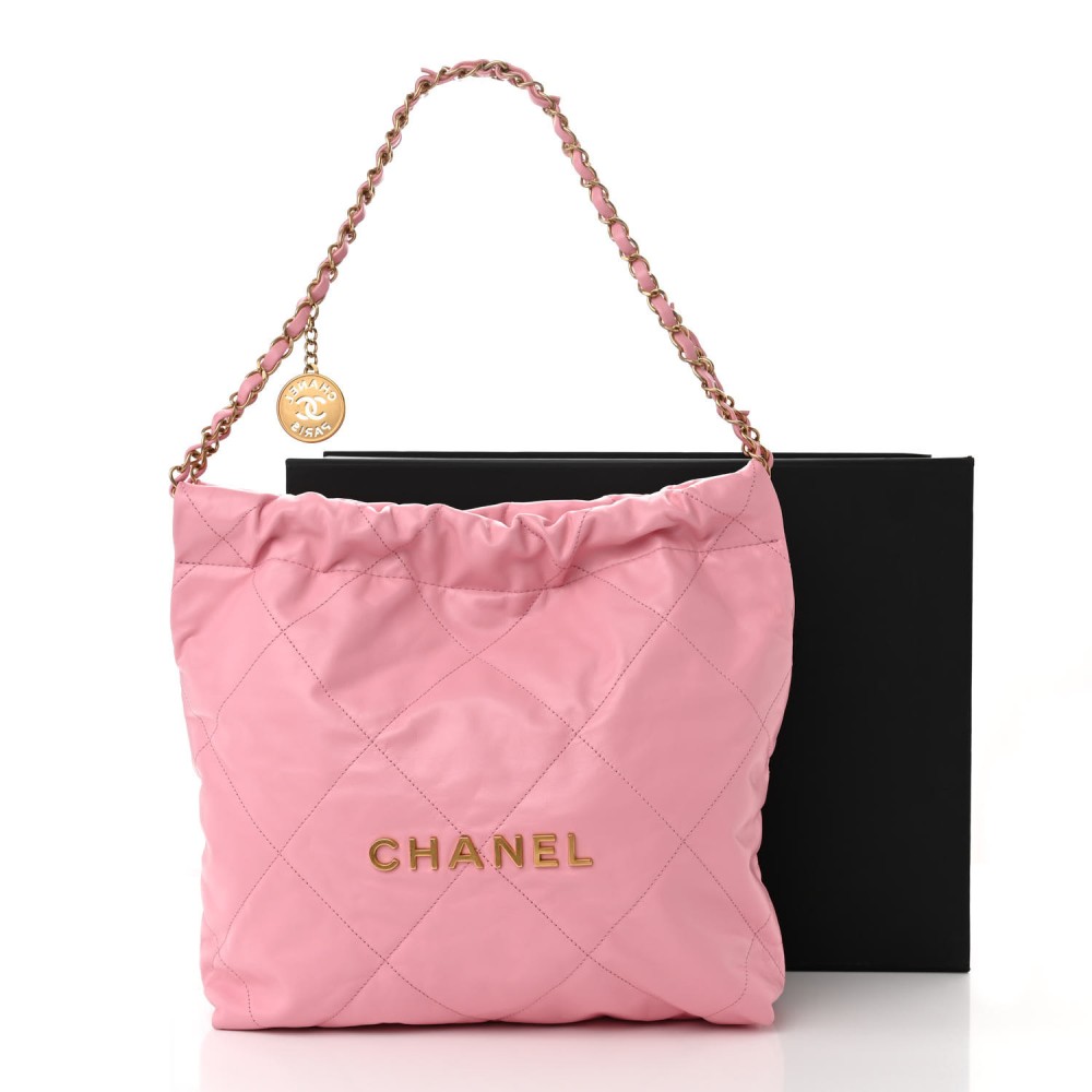 Shiny Calfskin Quilted Small Chanel 22 Pink