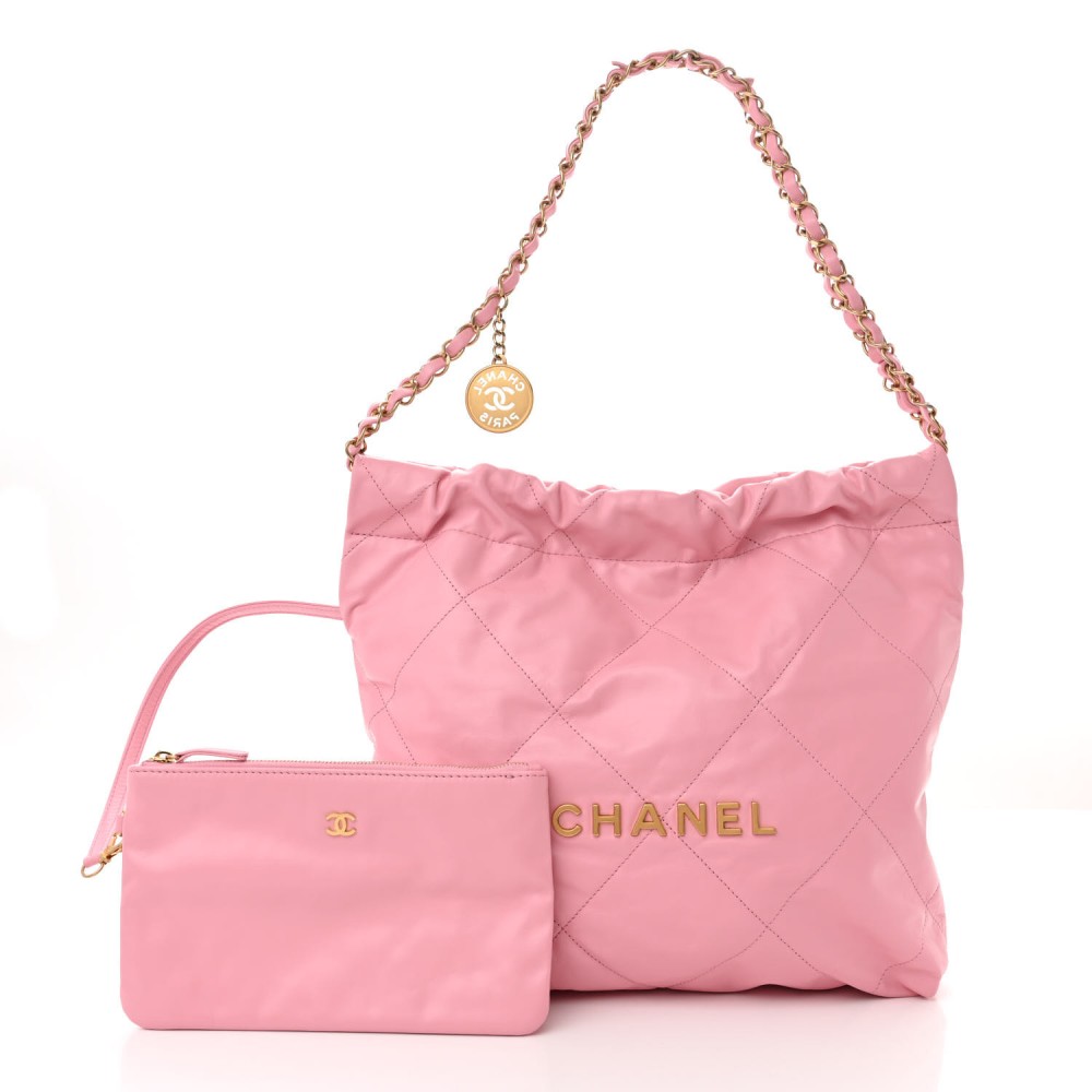 Shiny Calfskin Quilted Small Chanel 22 Pink