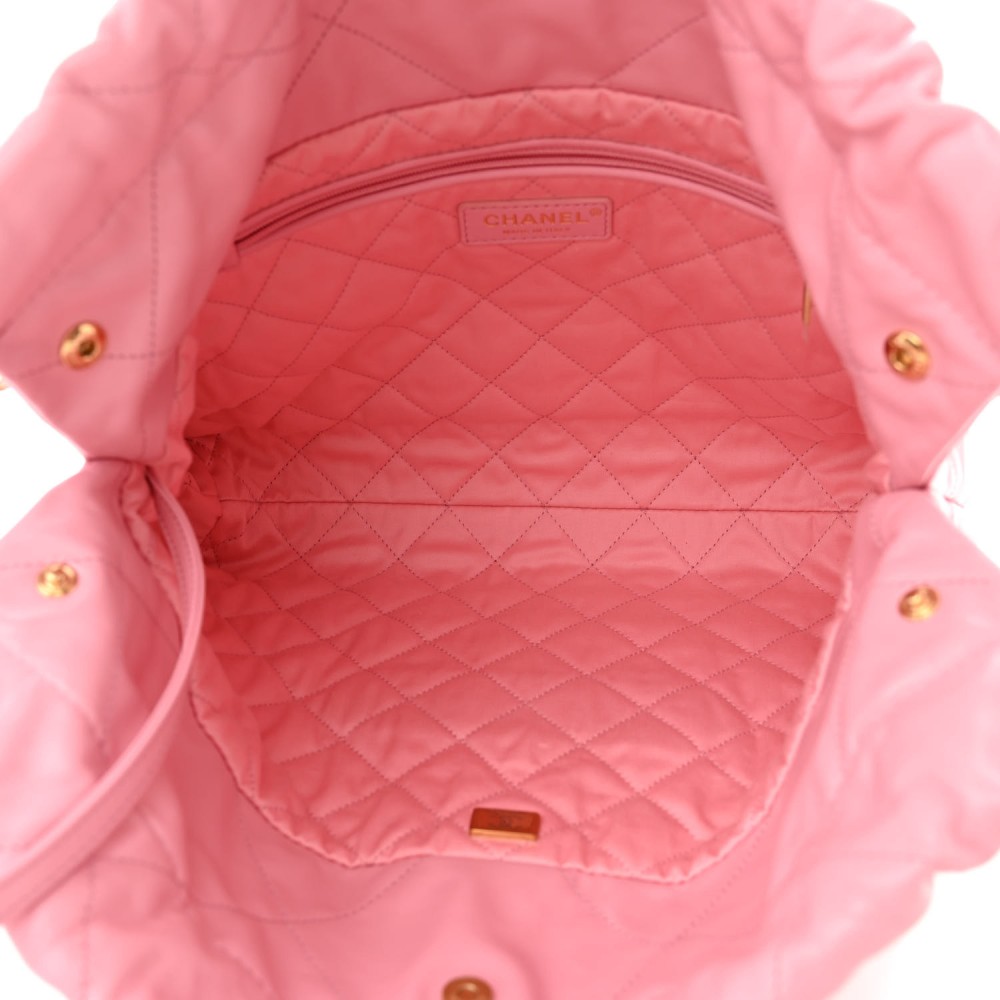 Shiny Calfskin Quilted Small Chanel 22 Pink