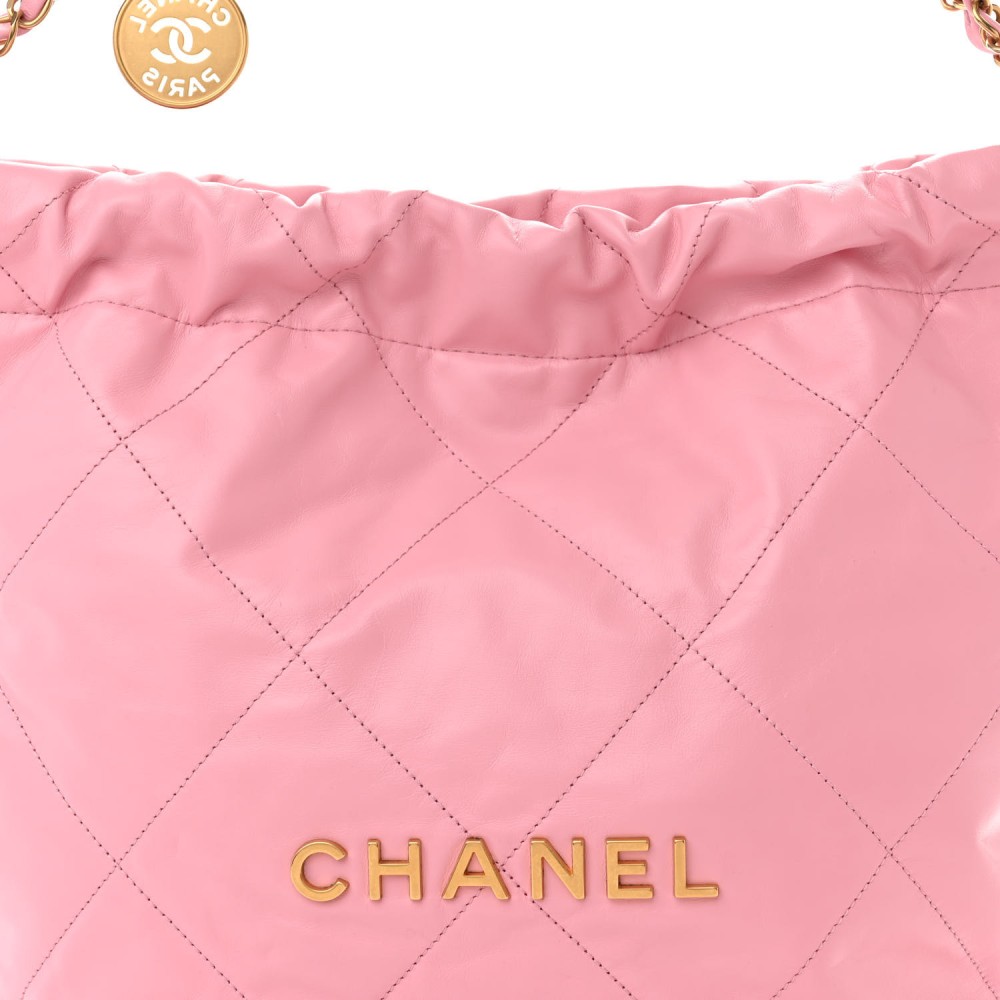 Shiny Calfskin Quilted Small Chanel 22 Pink