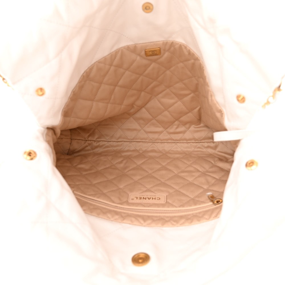 Shiny Calfskin Quilted Small Chanel 22 White